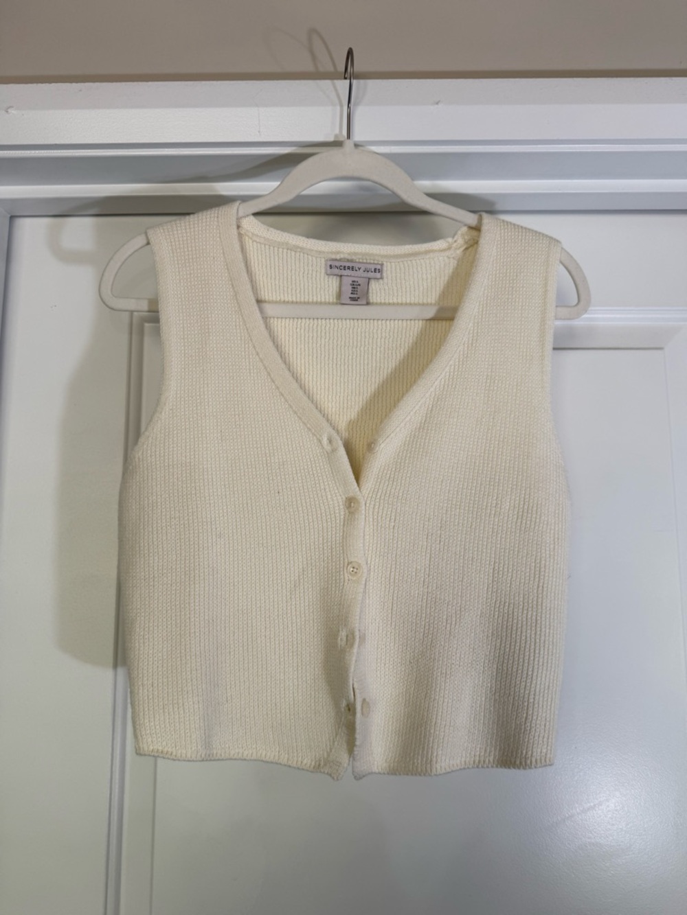Sincerely Jules Cream Knit Button-Front Vest